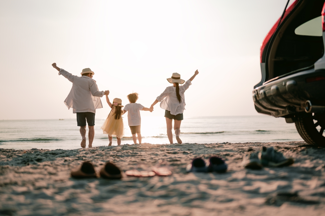 family at beach